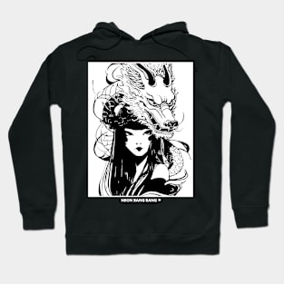 Japanese Samurai Girl Asian Dragon Urban Cyberpunk Style Hoodie